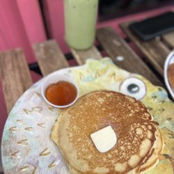 Pink Forest - Butter pancakes and cold matcha latte