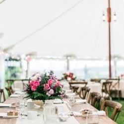 Chase Canopy Company - Napa tables & Chairs inside tidewater tent