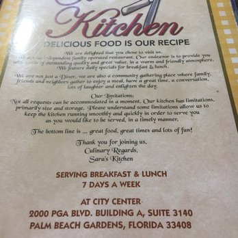 Sara's Kitchen - The homey menu. - Breakfast & Brunch Near Me - Palm Beach Gardens, Florida Sara's Kitchen - The homey menu. - Breakfast & Brunch Near Me - Palm Beach Gardens, Florida
