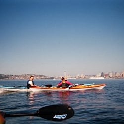 Alki Kayak Tours - Rafting up off the Seattle skyline.