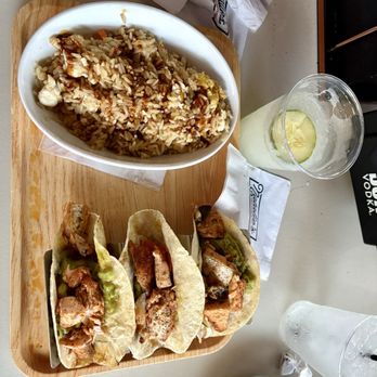 Natalie's Seafood Kitchen - Blackened Salmon Tacos! Delicious!! Side order of Crab fried rice! - Seafood Near Me - Fallston, Maryland Natalie's Seafood Kitchen - Blackened Salmon Tacos! Delicious!! Side order of Crab fried rice! - Seafood Near Me - Fallston, Maryland