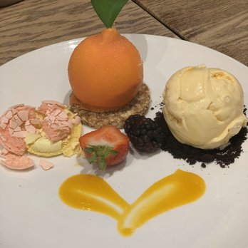 A La Mousse - Tangerine Cheesecake with blood orange cream, tangerine jelly and mango ice cream. - Desserts Near Me - Philadelphia, Pennsylvania A La Mousse - Tangerine Cheesecake with blood orange cream, tangerine jelly and mango ice cream. - Desserts Near Me - Philadelphia, Pennsylvania