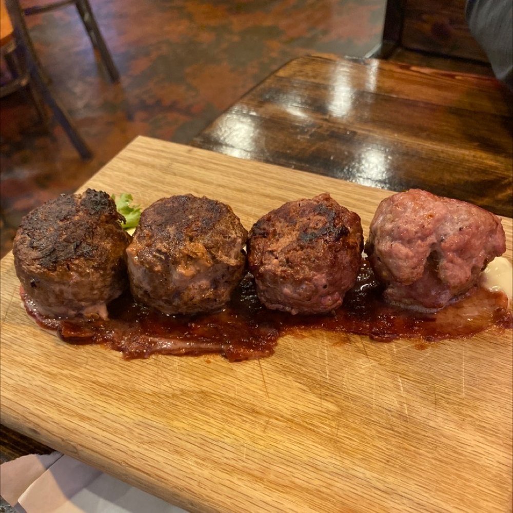 Game - Bison, elk, kangaroo, wild boar meatballs - Burgers Near Me - Louisville, Kentucky Game - Bison, elk, kangaroo, wild boar meatballs - Burgers Near Me - Louisville, Kentucky