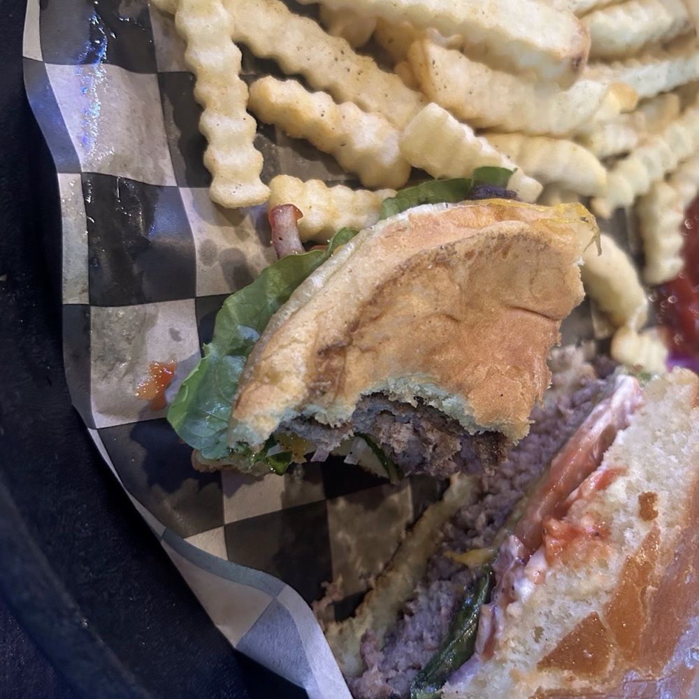 Reunion Bar And Grill - Dry overcooked burger with soggy undercooked and under seasoned fries. - Sports Bars Near Me - New Lenox, Illinois Reunion Bar And Grill - Dry overcooked burger with soggy undercooked and under seasoned fries. - Sports Bars Near Me - New Lenox, Illinois