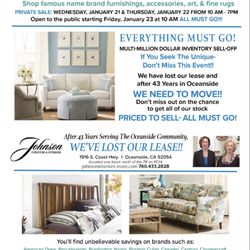 Johnson Interiors & More - After 43 years, Johnson Furniture & Interiors is closing its doors in Oceanside!