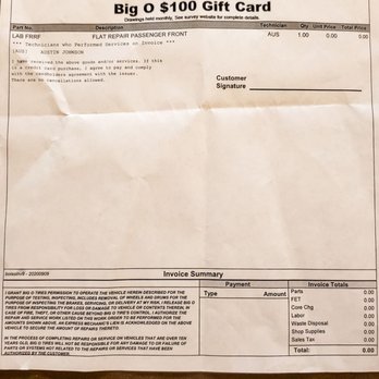 Big O Tires - The invoice with a Big 0 as the total left me with a Big Oh expression! - Tires Near Me - Cedar City, Utah Big O Tires - The invoice with a Big 0 as the total left me with a Big Oh expression! - Tires Near Me - Cedar City, Utah