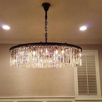 Next Level Lighting & Electric - RH chandelier attached to ceiling beam, drywall and patched. - Electricians Near Me Next Level Lighting & Electric - RH chandelier attached to ceiling beam, drywall and patched. - Electricians Near Me