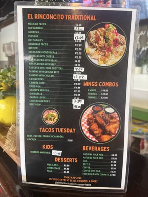 Menu photo 2 El Rinconcito Centroamericano Kenner, LA