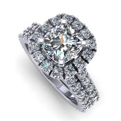 Bella Jewelry - Bridal set 1.50ct Diamond cushion cut White Gold
