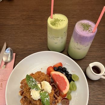 GIWA - Golden waffle with chicken, Lavender matcha latte, Iced matcha latte - Breakfast & Brunch Near Me - Santa Clara, California GIWA - Golden waffle with chicken, Lavender matcha latte, Iced matcha latte - Breakfast & Brunch Near Me - Santa Clara, California