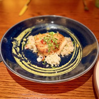 Renata's Hearth - Roasted Chilean Sea Bass* 62 Peruvian rice, mole verde, pickled fresno chile - Latin American Near Me - Phoenix, Arizona Renata's Hearth - Roasted Chilean Sea Bass* 62 Peruvian rice, mole verde, pickled fresno chile - Latin American Near Me - Phoenix, Arizona