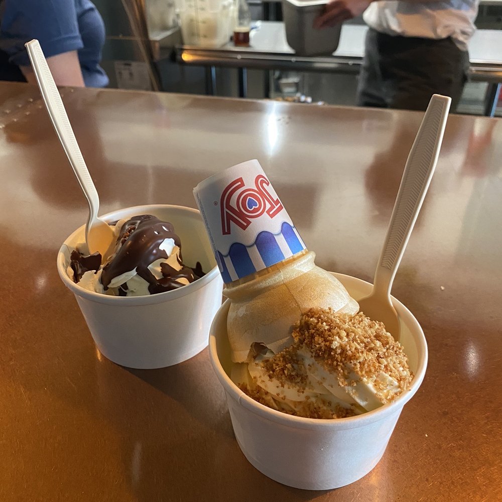 Fish & Whistle - Passion fruit and vanilla twist with caramelized breadcrumbs and a vanilla with chocolate shell! YUM - Seafood Near Me - Biddeford, Maine Fish & Whistle - Passion fruit and vanilla twist with caramelized breadcrumbs and a vanilla with chocolate shell! YUM - Seafood Near Me - Biddeford, Maine