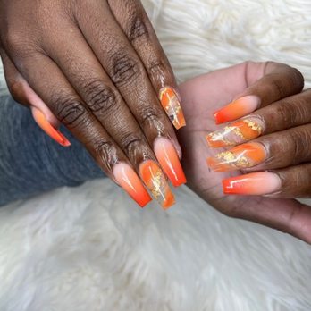 Star Nails - Orange Acrylic Nail Tips Set (20) - Nail Salons Near Me - Ocoee, Florida Star Nails - Orange Acrylic Nail Tips Set (20) - Nail Salons Near Me - Ocoee, Florida