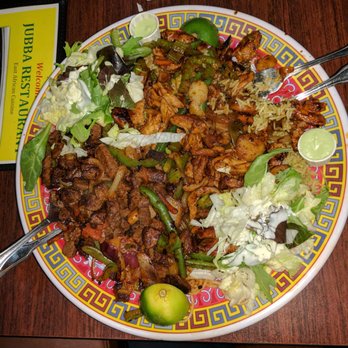 Jubba - Sports plate with half chicken, half beef and half rice and half pasta. - African Near Me - San Jose, California
