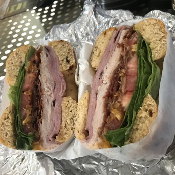 Big O Bagels - Club sandwich, no swiss, no onions.  Look at all the meat! - Bagels Near Me - Bend, Oregon