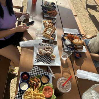 Joe's Farm Grill - Southwest chicken sandwich, ribs, waffles, and Gouda Garlic Bacon Burger Stack, and Apple Fritters - American Near Me - Gilbert, Arizona