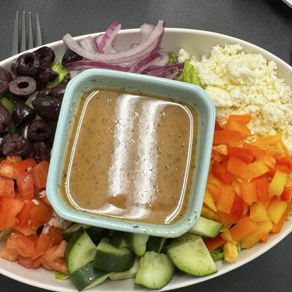 Awesome Greek salad, wonderful hospitality, delicious fresh brewed teas Awesome Greek salad, wonderful hospitality, delicious fresh brewed teas