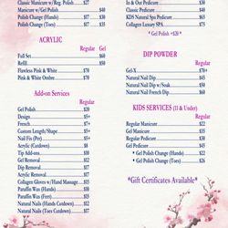 Petals & Polish Nail Salon - Price Menu