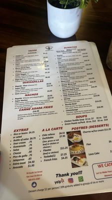 Menu photo 1 Angelou's Mexican Grill San Jose, CA