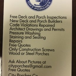 City Porches Business Card City Porches Business Card