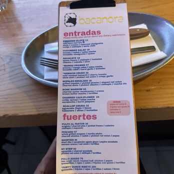 Bacanora - Menu 7/20 - Mexican Near Me - Phoenix, Arizona