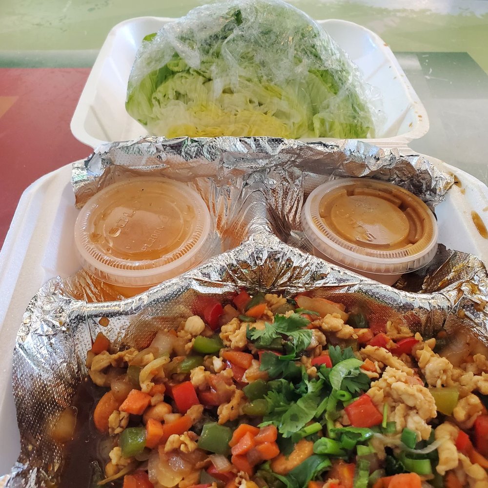 Sweet Rice - Thai Chicken Lettuce Wraps. The peanut sauce makes it - Thai Near Me - Dallas, Texas