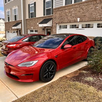 Tint World - Model s Plaid, before/after - Car Stereo Installation Near Me - Cary, North Carolina