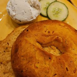 Bagels & Beans - Tomato bagel. Chive cream cheese.