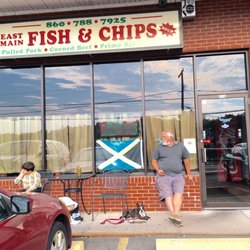East Main Fish & Chips - Sparse outside seating of one table. Snag it if u can!