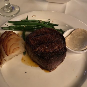 Jeff Ruby's Steakhouse - Cincinnati - Filet Mignon, Potatoes Anna, Sautéed French Green Beans, Roasted Garlic Butter - Steakhouses Near Me - Cincinnati, Ohio