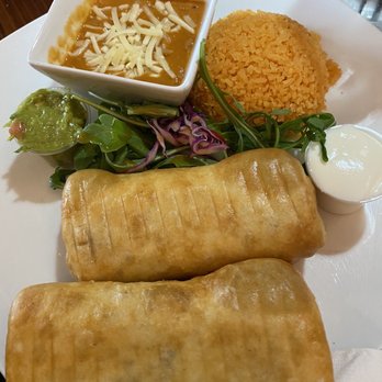Azteca Restaurant Mke - Chimichanga meal with rice and beans - Mexican Near Me - South Milwaukee, Wisconsin