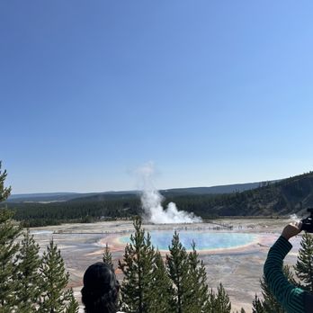 Yellowstone Wonders - Grand Prismatic Spring. We hiked up about 1 mile round trip. - Tours Near Me Yellowstone Wonders - Grand Prismatic Spring. We hiked up about 1 mile round trip. - Tours Near Me