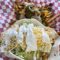 Double D’s Burgers and More - Ranch crispy chicken wrap with loaded fries