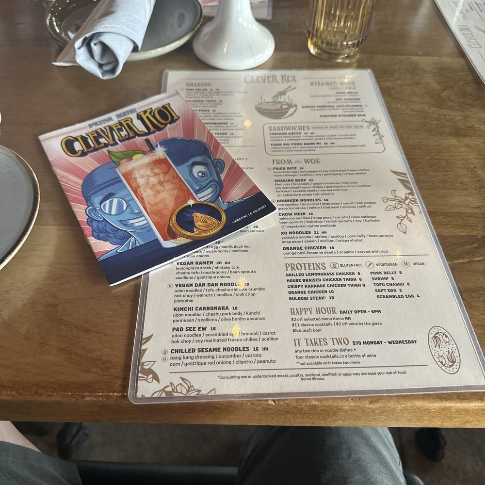 Clever Koi is a regular Sunday haunt for us.  Always amazing service, food and drinks.  Can't go wrong here.