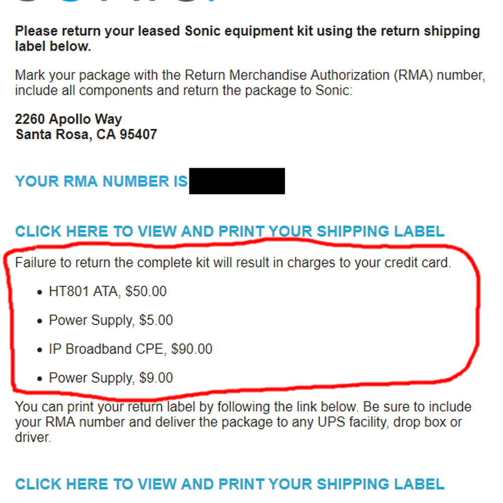 Sonic - $150 if you don't ship back what they forced you to rent all along. And, no you can't use your own equipment. - Internet Service Providers Near Me - Santa Rosa, California