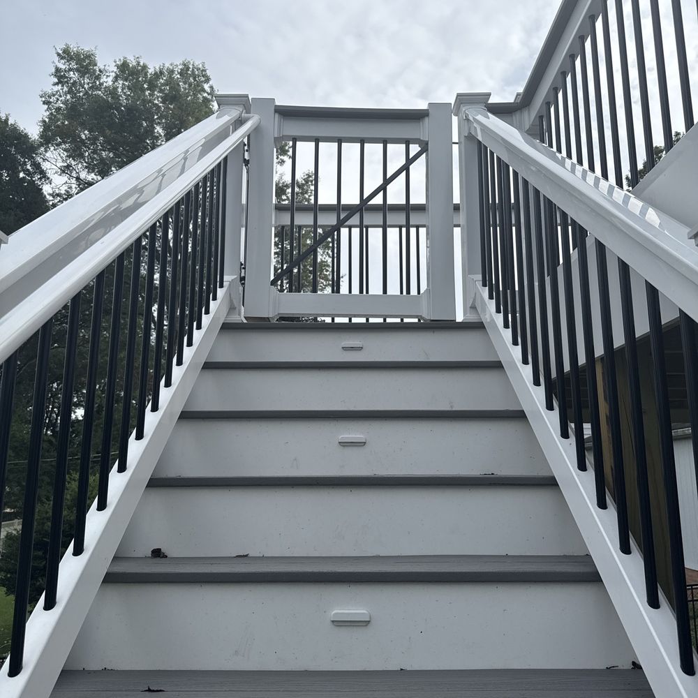 Maryland Decking - Stairs with lighting built in, plus we added a locked gate to eliminate the god from going up and down without us - Decks & Railing Near Me - Glen Burnie, Maryland Maryland Decking - Stairs with lighting built in, plus we added a locked gate to eliminate the god from going up and down without us - Decks & Railing Near Me - Glen Burnie, Maryland