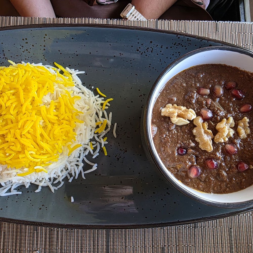 Arya Steakhouse - Fesenjoon stew - Persian/Iranian Near Me - Palo Alto, California Arya Steakhouse - Fesenjoon stew - Persian/Iranian Near Me - Palo Alto, California
