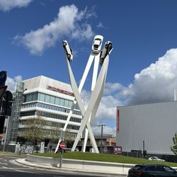 Porsche Factory Tour - I love white, but some red Porsches would have popped on this monument.