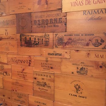 Lonja de Tapas - An interesting wall of wine boxes - Tapas Bars Near Me - Barcelona, B