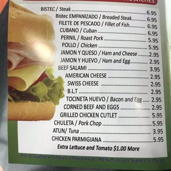 Jorge's Restaurant - Menu sandwiches - Latin American Near Me - Ridgewood, New York