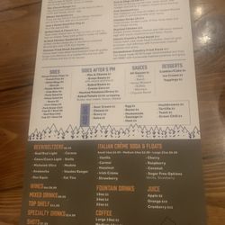 Monument Lake Park - Lunch and Drink Menu