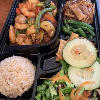 Bento Asian Kitchen + Sushi - Sesame seed bento box with shrimp and brown rice - Sushi Bars Near Me - Gainesville, Florida
