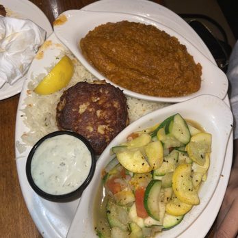 Two Rivers Steak & Fish House - Crab Cake Platter The sides are Sweet Potato Mash & Squash Medley. Everything gave pressure.. very very good! - Steakhouses Near Me - Pasadena, Maryland Two Rivers Steak & Fish House - Crab Cake Platter The sides are Sweet Potato Mash & Squash Medley. Everything gave pressure.. very very good! - Steakhouses Near Me - Pasadena, Maryland
