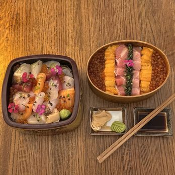 Ryota - Chirashi - 14 pcs Sashimi over seasoned sushi rice  Ryota Premium Set - Otoro, Uni, Caviar, Ikura over seasoned sushi rice - Sushi Bars Near Me - Chicago, Illinois