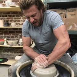Sweet Spirit Ceramic Center - Instructor Benjamin giving a demo on how to make large plates