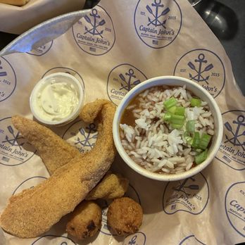 Captain John's, McAlester - Two 2 piece Catfish with red beans and rice - Cajun/Creole Near Me - McAlester, Oklahoma