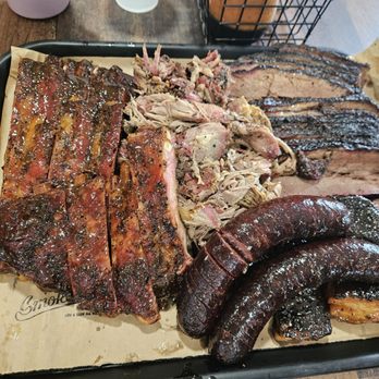 Smokemade Meats + Eats - 2 lbs pork ribs, 2 lbs pulled pork, 2lbs brisket, 1 lb beef sausage, and 1 lb burnt end pork belly - Barbeque Near Me - Orlando, Florida Smokemade Meats + Eats - 2 lbs pork ribs, 2 lbs pulled pork, 2lbs brisket, 1 lb beef sausage, and 1 lb burnt end pork belly - Barbeque Near Me - Orlando, Florida