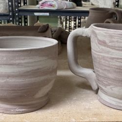 Quinlan Visual Arts Center - Two mugs-mixed two clays-done on the pottery wheel