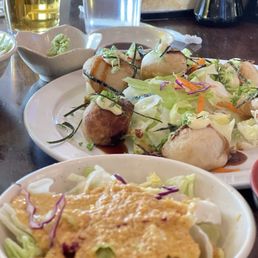 Takoyaki with side salad Takoyaki with side salad