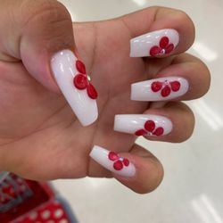 White powder  Red powder flowers  Loved them Ashley always going a great job